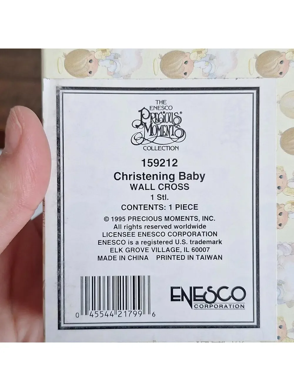 Nwt 1995 Precious Moments Christening Baby Babtism Wall Cross Girls